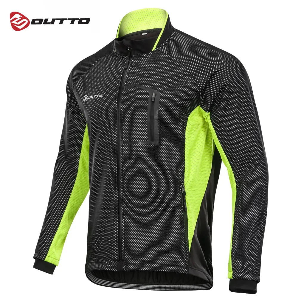 

Outto Men's Cycling Long Sleeve Windproof Windbreaker Winter Full Zipper Cycling Jacket Outdoor Sports Warm Coat