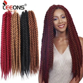 

Leeons 12/18/22" Synthetic Havana Mambo Twist Crochet Hair Braids Twist Crochet Braiding Hair Fake Hair 12 Strand America Women