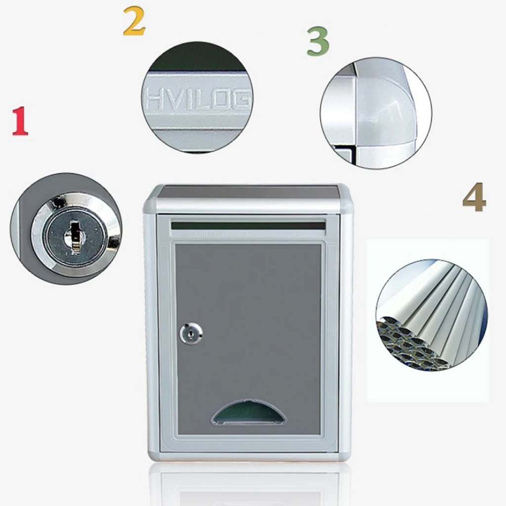 Outdoor Gray Wall Mounted Mailbox with Lock Store Museum Window Display
