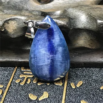

Natural Kyanite Pendant Jewelry For Women Lady 30x19x7mm Beads Blue Cat Eye Gemstone Crystal 925 Silver Necklace Pendant AAAA