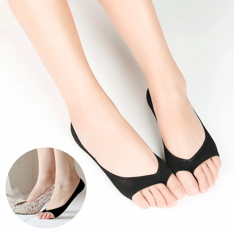 Sweat Absorbing Anti-Off-heel Hidden Fish Mouth Socks Women's Summer High Heel Shoes Deodorizing Cotton Socks Shallow Mouth No-s