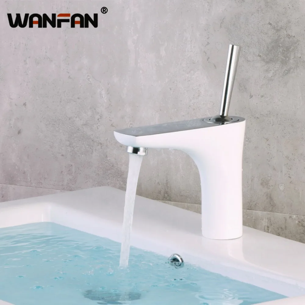 Современный белый смеситель хромированный для ванной комнаты с одной ручкой