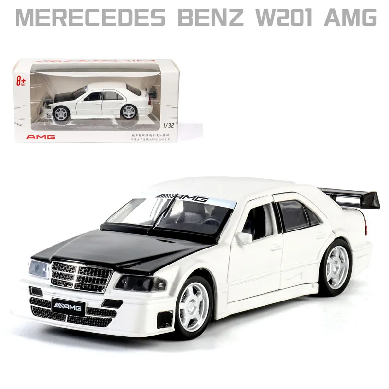 1:32 Mercedes Benz W201 AMG Модель автомобиля из сплава литая Игрушечная модель автомобиля звук и светильник детская игрушка коллекционные вещи