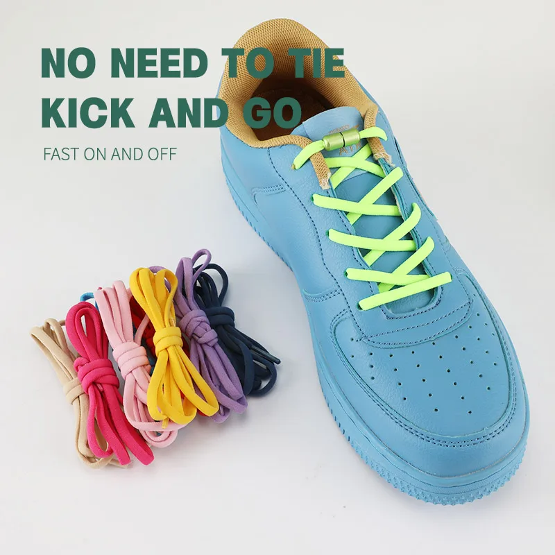 1Pair Elastic Colorful Locking Shoelaces Semicircle Shoelace No tie Shoelaces For Kids and Adult Sneakers Quick Lazy Laces