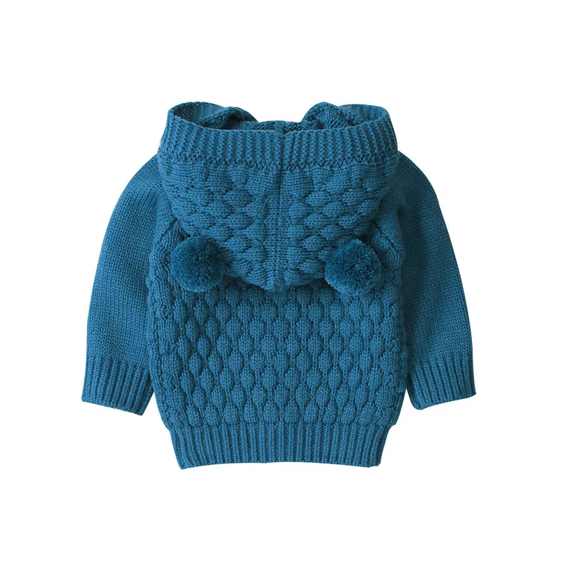 Вязаный свитер для новорожденных; Одежда для младенцев; теплая зимняя верхняя одежда для девочек; пальто с капюшоном; куртка; зимняя куртка для маленьких мальчиков