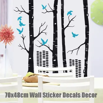 

70x48cm PVC Wall Sticker Removable Tree Birds Self Adhesive DIY Decals Mural TV Background Home Living Room Decoration Stickers