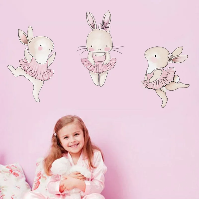 Ballet Bunny Stickers Ins Animal Kids Room Decoration Wall Stickers. | Дом и сад