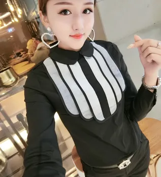 

Autumn New Long Sleeve Black Cotton Shirts Woman Full Sleeve Red Tops Lady Stretchy Cotton Pullovers Tops