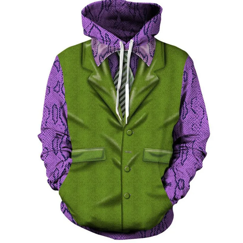 HAHA Joker забавная толстовка с капюшоном на Хэллоуин с сумасшедшей улыбкой толстовка с отрядом самоубийц модная Толстовка/футболка - Цвет: Зеленый