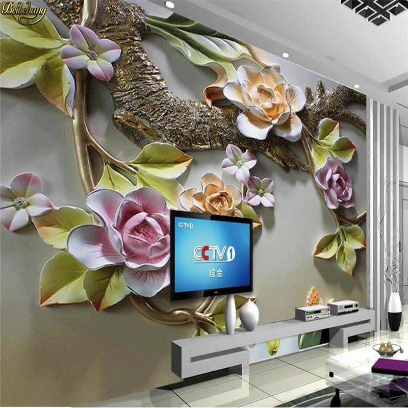 beibehang-Custom-Photo-Wallpaper-Mural-3D-Flower-Bird-Embossed-Wall-Decorative-Painting-papel-de-parede-wall (1)