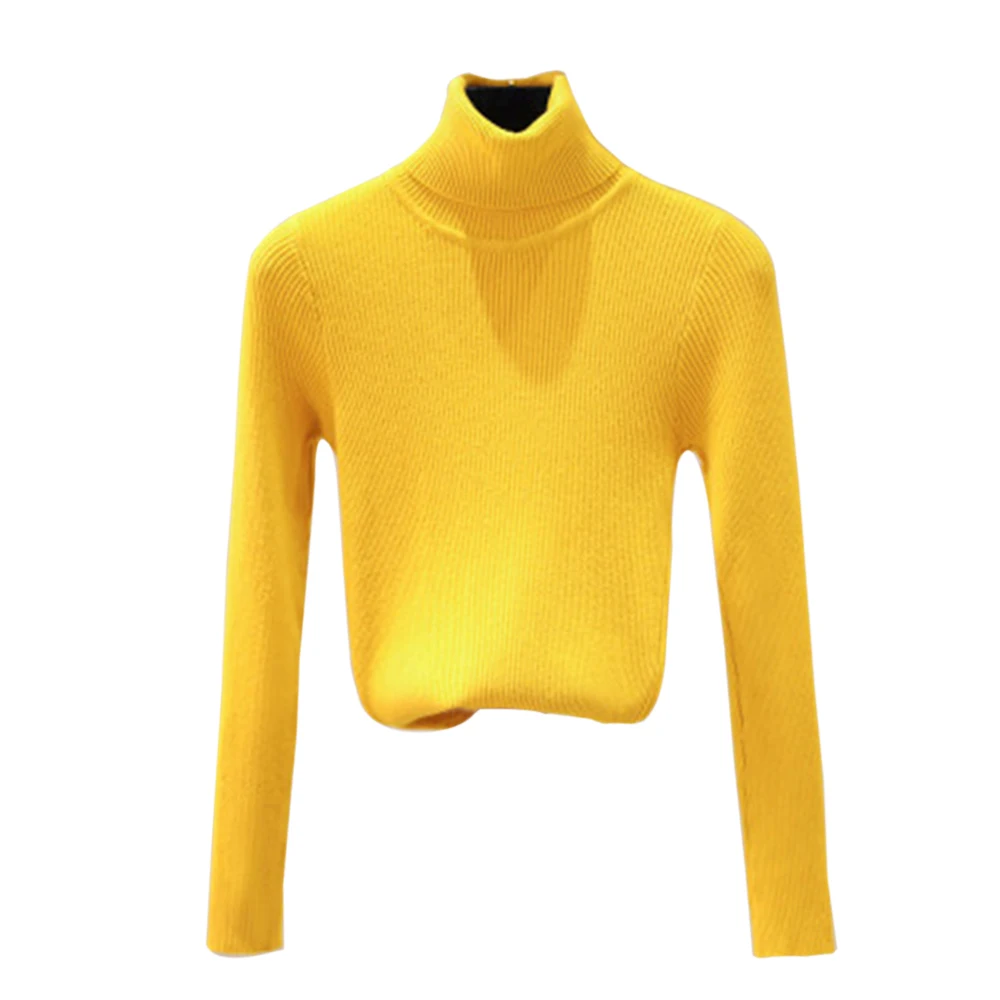 Yellow Puimentiua, тонкий вязаный свитер для женщин, водолазка, Мягкий Топ, джемпер, Повседневный, Pull Femme, эластичный свитер, топ, новинка, Pull Femme - Color: Yellow