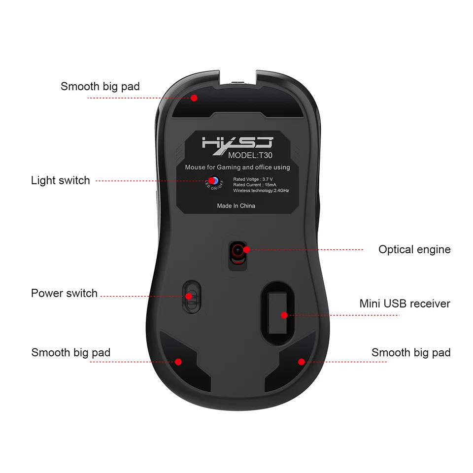 Оригинальная VicTsing 2,4G USB перезаряжаемая игровая мышь 3600 dpi 4 уровня регулировки dpi 8 кнопок беспроводная мышь с RGB светом