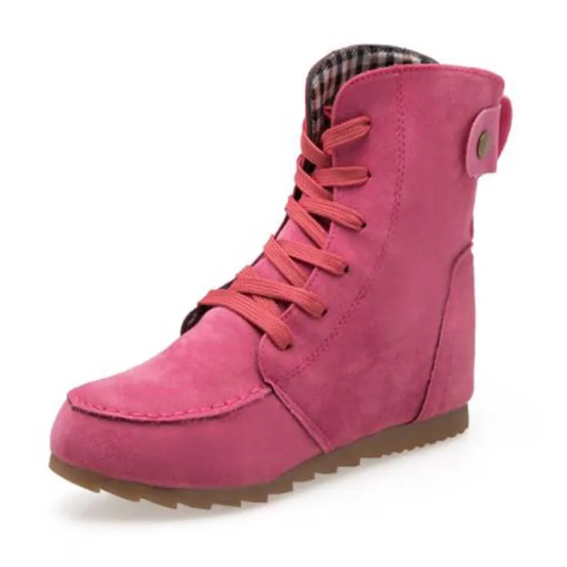 Женские ботинки с круглым носком Обувь на плоской подошве Ботинки Martin Однотонная