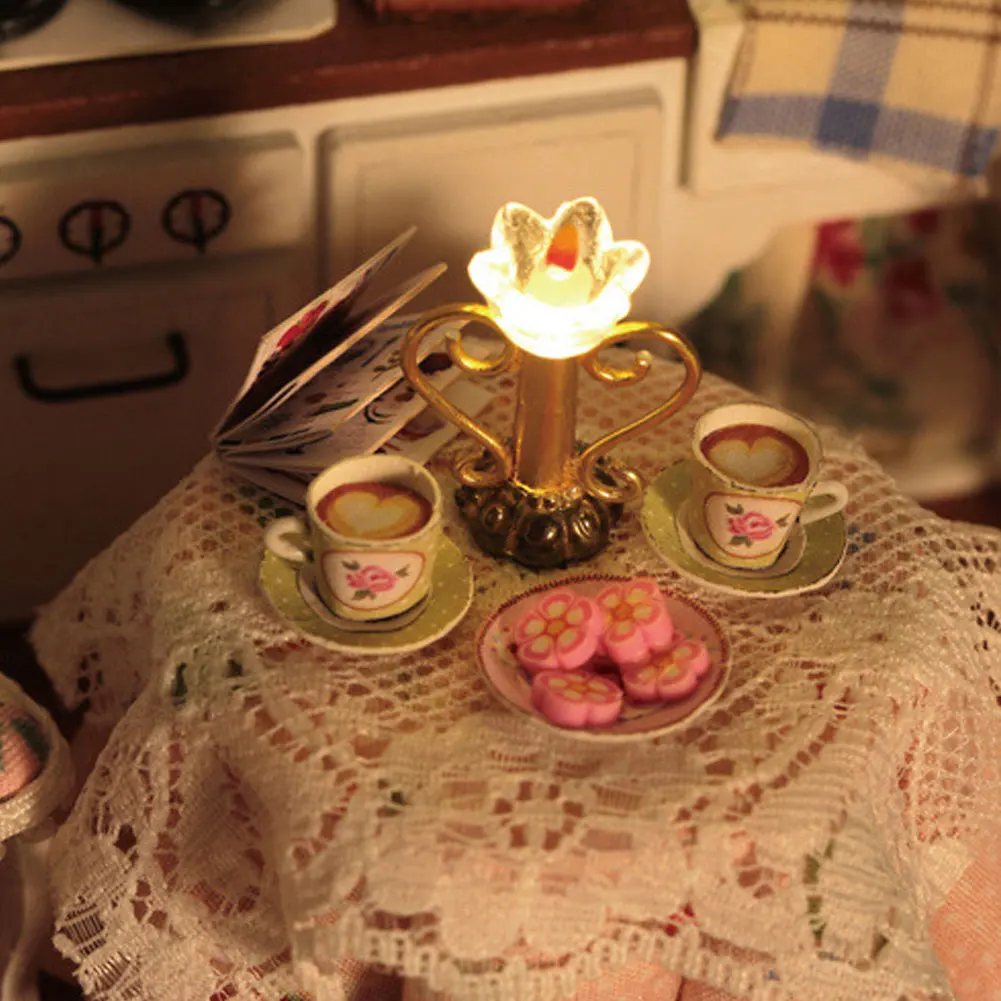 DIY Романтический кукольный дом Миниатюрный мебельный модельный комплект с легким подарком на день рождения