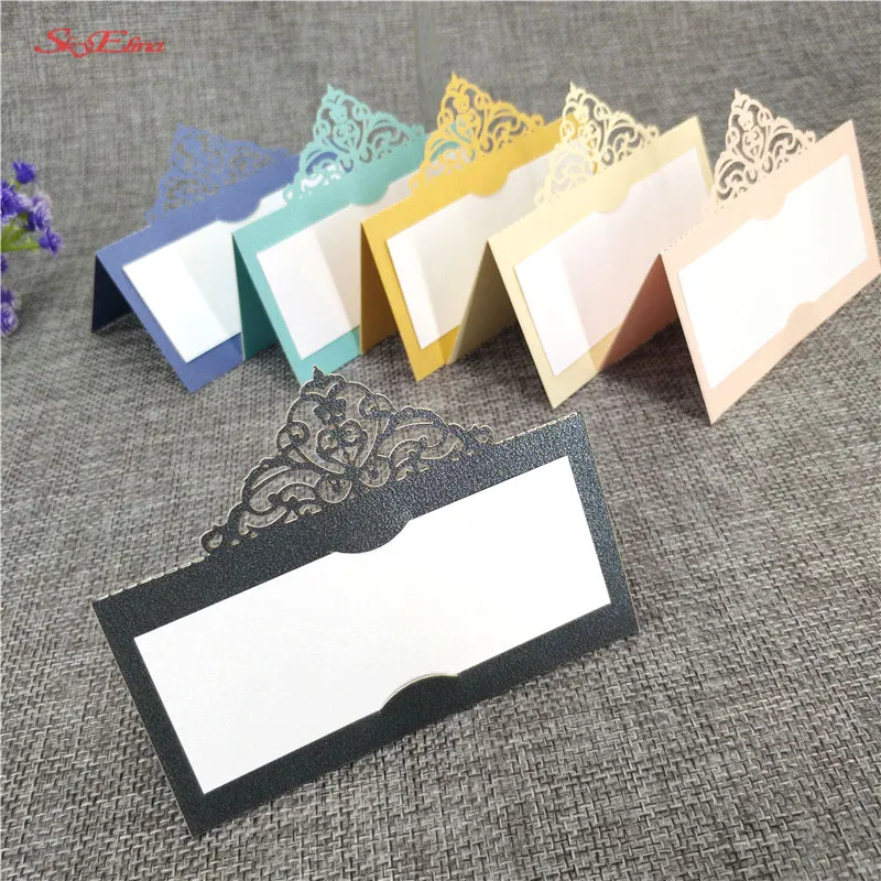 

50pcs Laser Cut Crown Table Name Card Place Card Wedding Banquet Setting Card Decoration Event Party Cards Favors 7Z