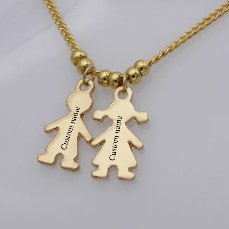 

Boy and Girl Stainless Steel Cartoon Graphics Couple Necklace Custom Name and Date Necklaces Valentine's Day Anniversary Gift