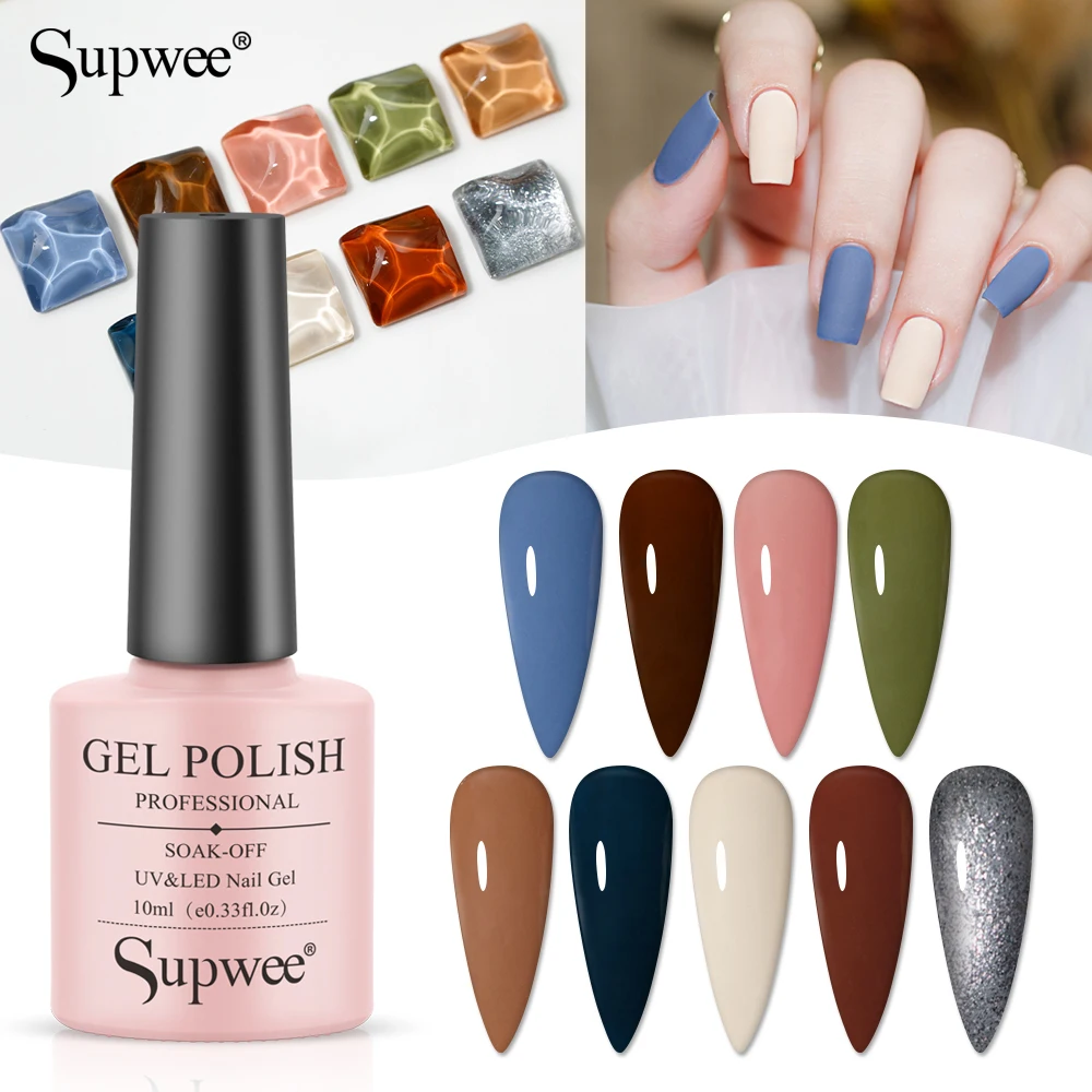 

Supwee New Color 10ml Nail Polish Morandi Retro Cream Series Lampara Uv Led Nails Varnish Blue Gel Polish for Nails Art