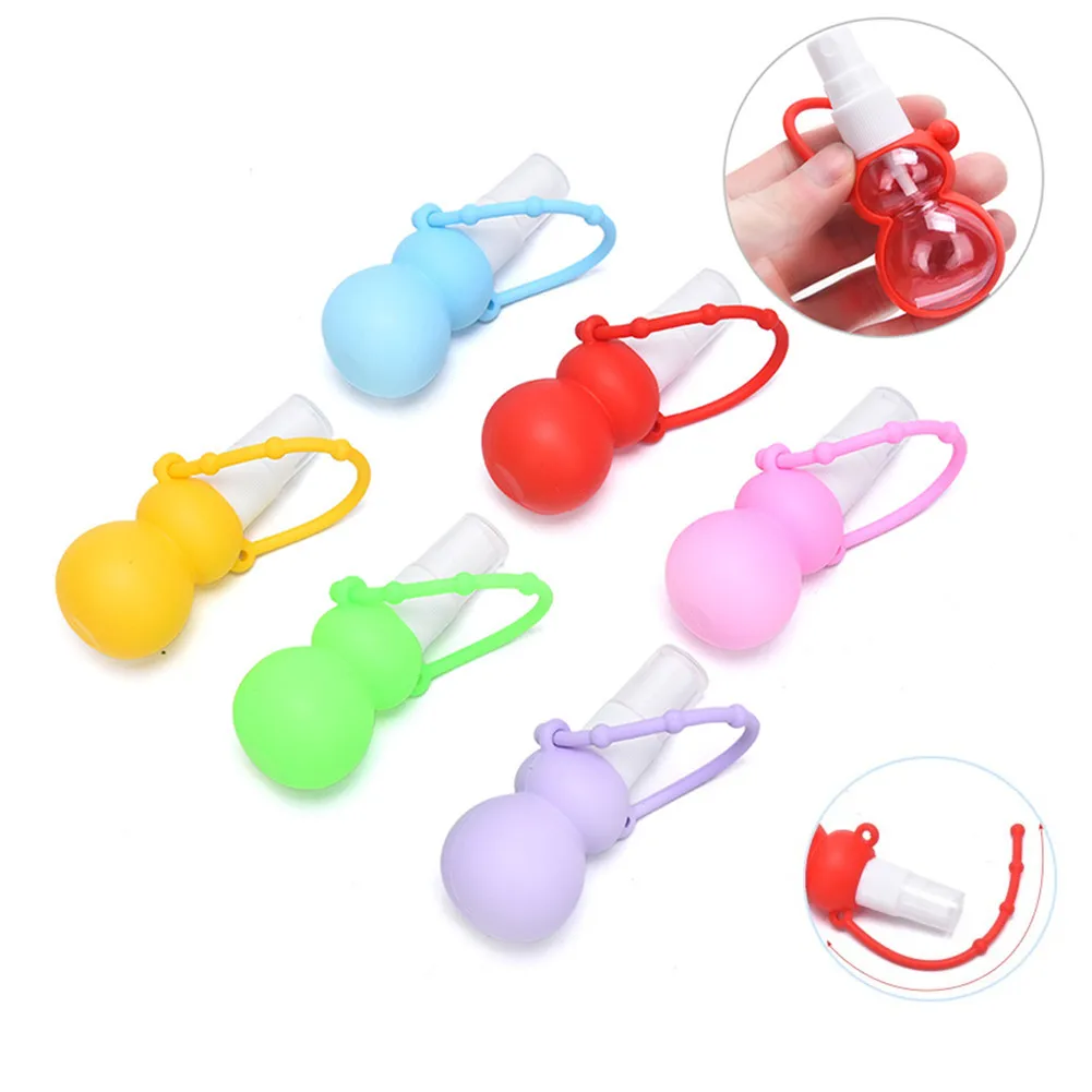 

30ml Silicone Hand Sanitizer empty bottle Cartoon Gourd shape Mini Portable Gel spray bottle with Lanyard travel Accessories