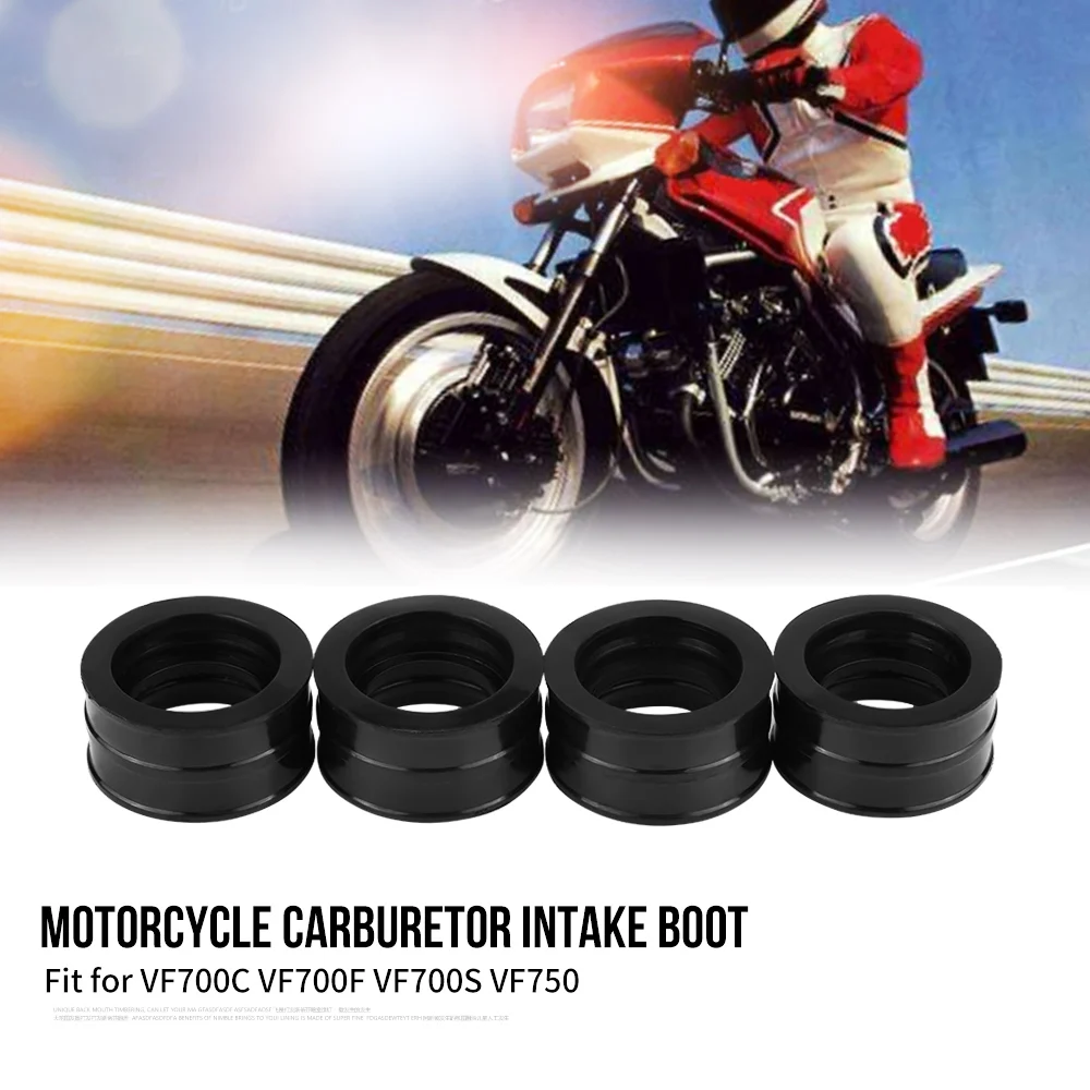 4Pcs Motorcycle Black Plastic Carb Carburetor Intake Manifold Boot Joint Direct aftermarket parts for Honda VF700C VF700F VF700S
