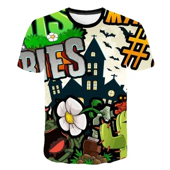 

Summer children cartoon game T-shirt 3D printing cartoon plants vs zombies T-shirt fashion shirt polyester children clothing