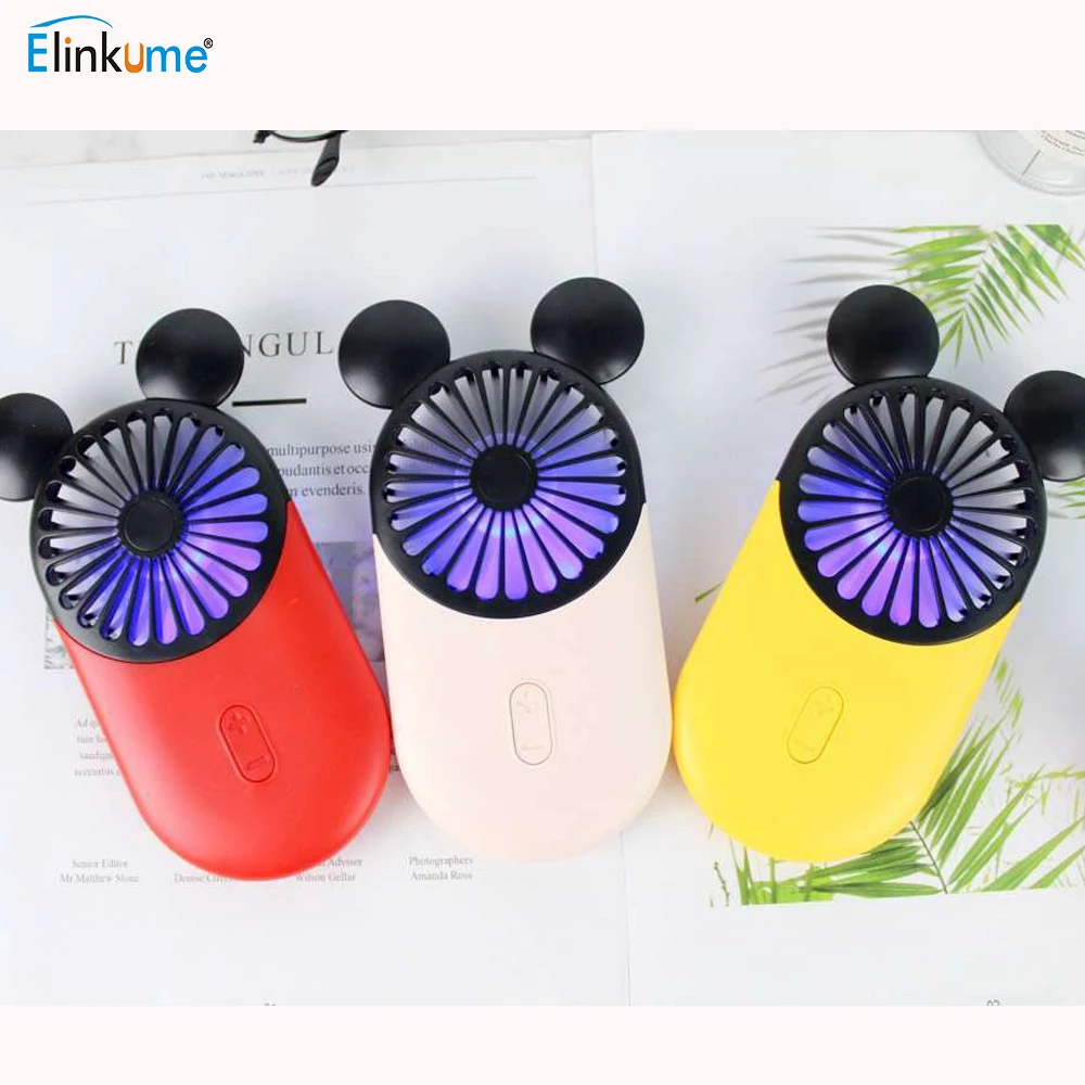 

Cartoon Hand-held Night Light USB Charging Portable Elegant Color Hand-held ultra-thin Student Office Dormitory Mini Fan Gift