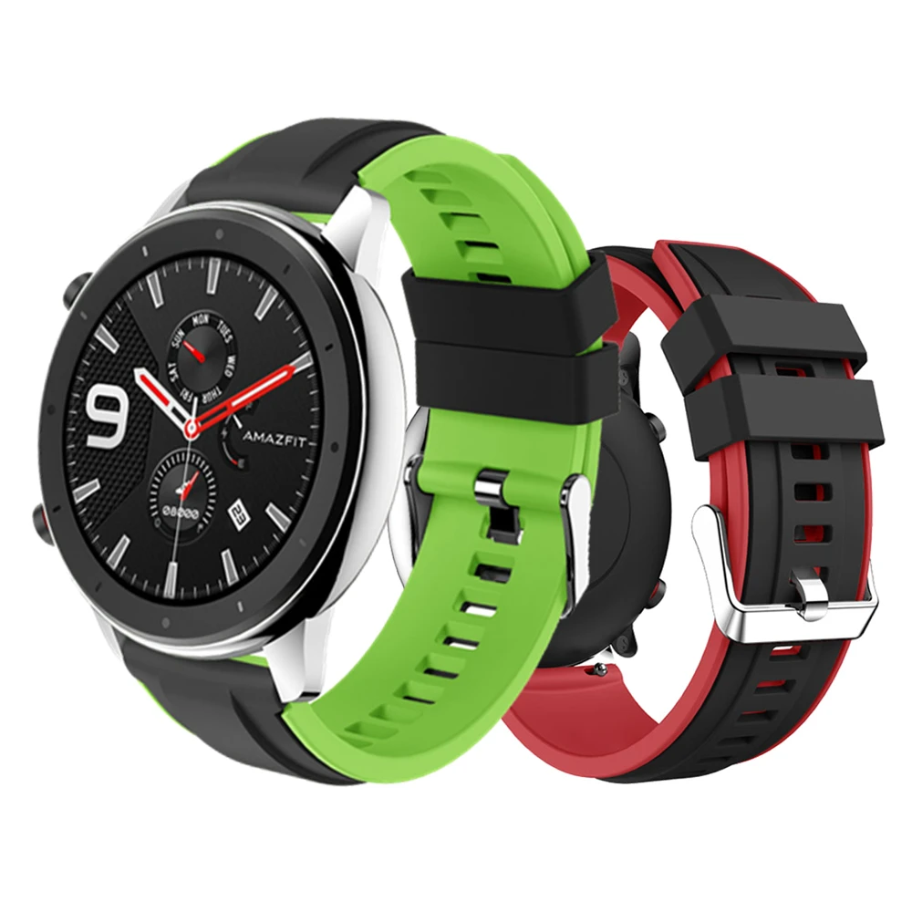 

Double Color Silicone Bracelet Wrist Strap for Huawei Watch GT Band Sport Strap for Honor watch Magic/For Amazift Pace/Stratos 2 2s