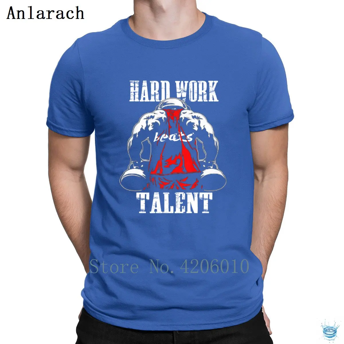 Hardwork Beats Talent Ограниченная серия футболка с круглым вырезом на заказ летняя одежда мужская футболка потрясающая сумасшедшая модная футболка Anlarach - Цвет: Royalblue
