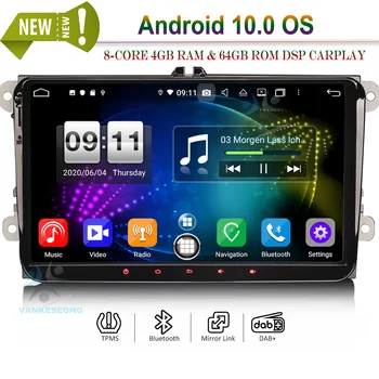 

9" DSP ANDROID 10 CAR STEREO GPS NAVIGATION DAB RADIO BLUETOOTH CARPLAY FOR VW Golf Passat Tiguan Polo Eos Seat Skoda Stereo