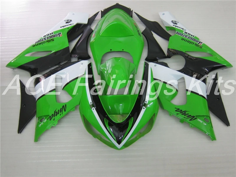 ABS полный обтекатель комплект подходит для Kawasaki ZX6R 2005 2006 Мотоцикл Обтекатели ZX-6R 05 06 ниндзя 636 Кузов Набор зеленый белый