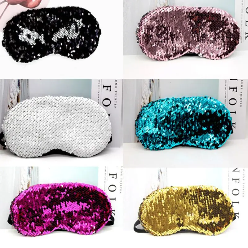 

Women Girls Fancy Fish Scales Magic Reversible Sequins Elastic Sleeping Eye Mask