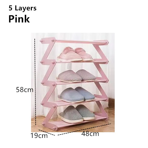 4/5 слоев сборочный стеллаж для обуви многофункциональная полка для хранения обуви скандинавские полки для хранения книг для дома органайзер для хранения ванной комнаты - Цвет: Pink 5 Layers