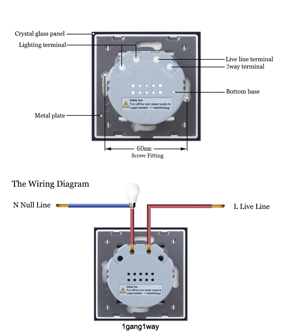 单控一路背面图接线图