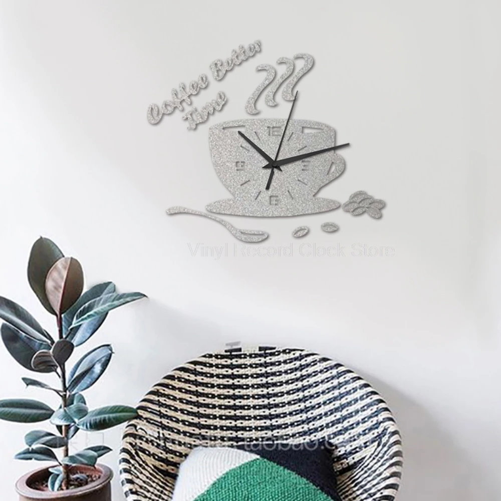 Креативные DIY акриловые кухонные настенные часы Современная дизайнерская кофейная чашка форма цифровые часы настенные художественные домашний Декор полые цифры часы