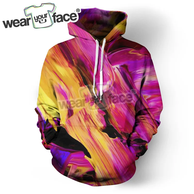 Кислотная Ванна красочные микс 3D все печатные Crewneck толстовки хип хоп хипстерская уличная одежда забавная Унисекс Женская одежда