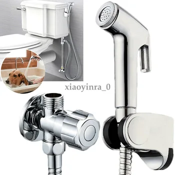 

New Handheld Bidet Spray Shower Set Wall Bracket Toilet Sprayer Douche kit Bidet Faucet Brushed For Hardware Supplies
