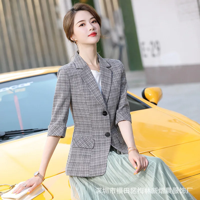 

2020 New Style Korean-style Spring And Summer Casual Half-sleeve Shirt Small Suit Coat Women's Work Clothes Formal Wear Slim Fit