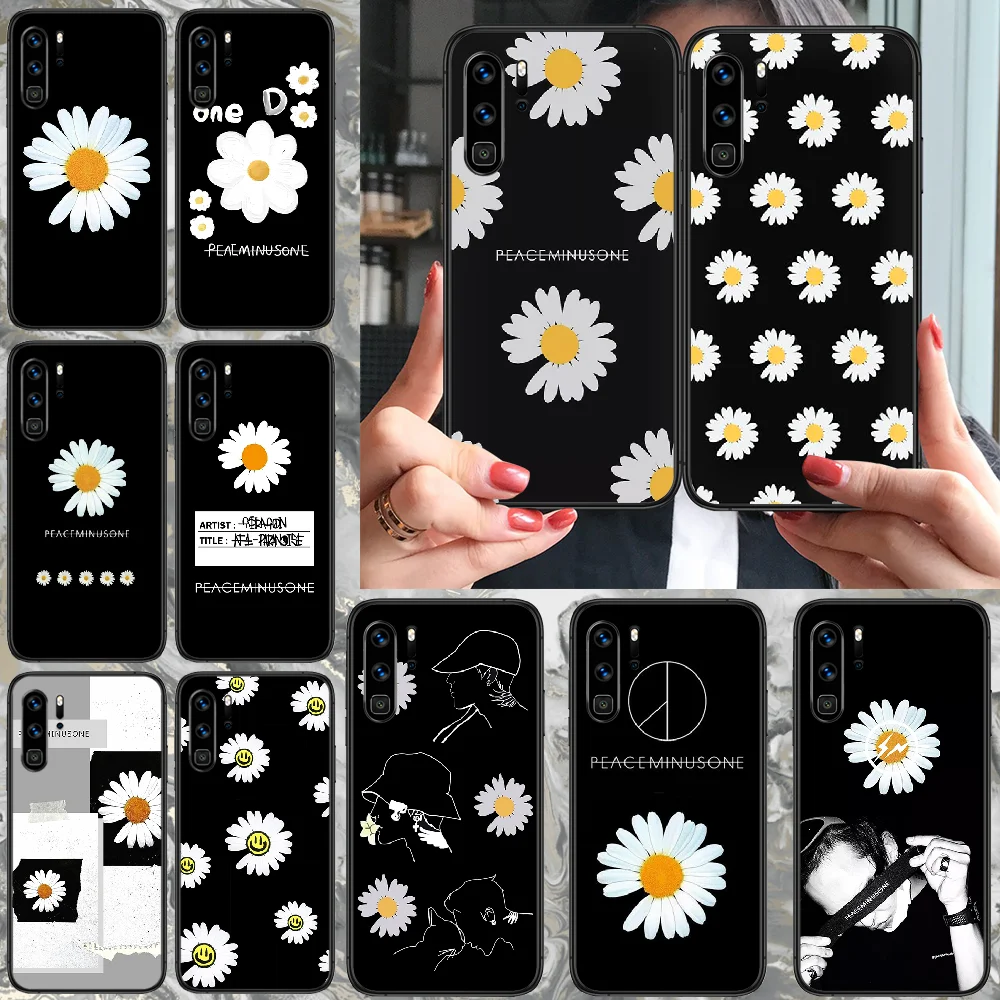 

GD peaceminusone flower Phone case For Huawei P 9 Smart 10 20 30 40 8 Lite Mini Z 2019 Pro black coque fashion prime 3D