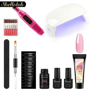 

Shelloloh Poly Extention Nail Gel Set Nail Drill Machine Kit USB LED Lamp Manicure Set Kit Nail Tip Brush Tool For Nails Art