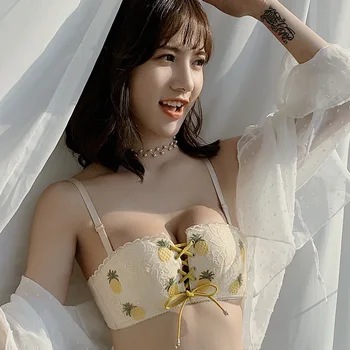 

Seamless Bra Push up Useful Product Japanese-style Cute Sexy Popped Thin Bra-Free Steel Ring Set GIRL'S Small Bra
