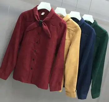 

2019 new autumn long-sleeved shirt shirt em8 women plus velvet thick chiffon professional shirt KX0213-01