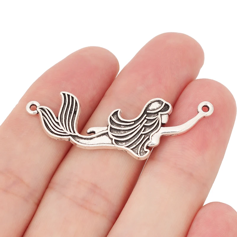10 x Tibetan Silver Metal Mermaid Connector Charms for DIY Jewelry Making Findings 46x15mm | Украшения и аксессуары