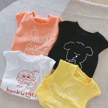 

Fashion Cartoon Vest T 2020 Summer Baby Cartoon Printed Sleeveless Breathable Top