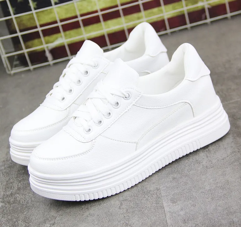 Wild thick bottom white shoes breathable white cross strap casual shoes
