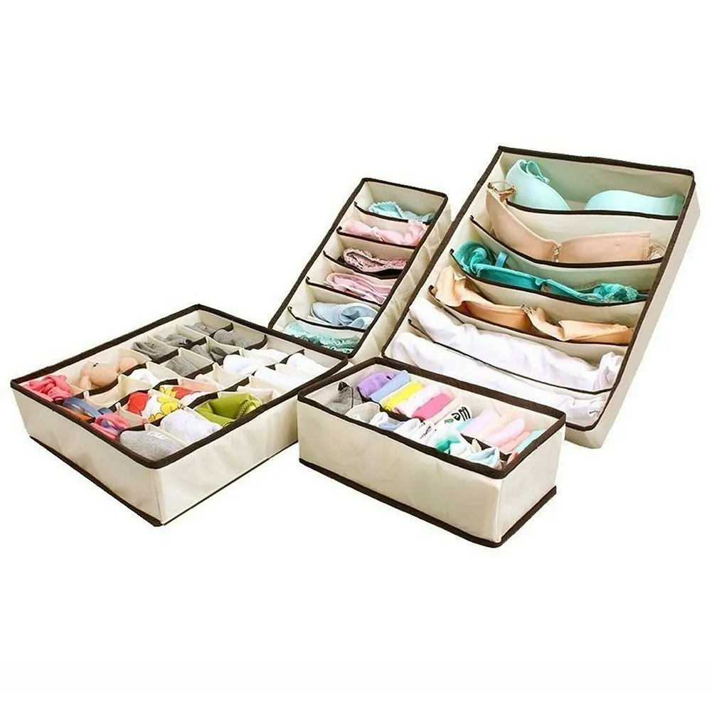 Closet Dividers Space Saving Bra Handkerchiefs Socks Collapsible Underwear Storage Box Drawer Organiser Bedroom Large Capacity