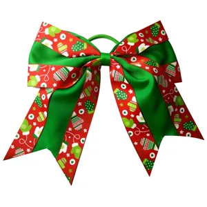 7 дюймов прекрасные перчатки печатные бантики Женщины Девушки резинка для волос Веревка рождественские подарки - Цвет: 1