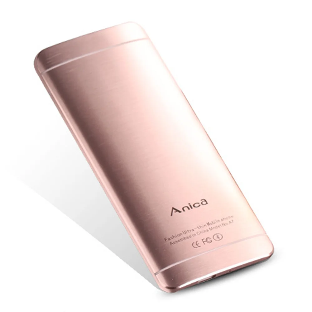 Цветной ультратонкий металлический Anica A7 мобильный телефон с MP3 Bluetooth Dual SIM мобильный
