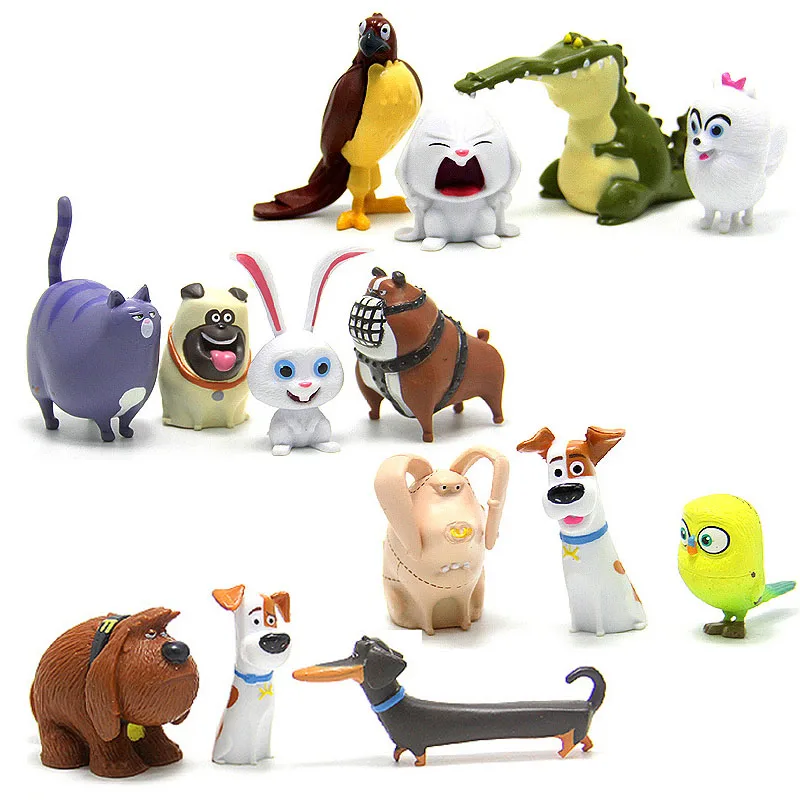 

14pcs/set cartoon Animals Dog Rabbit PVC action figures Mini animal cat bird Model figure toys set gifts for Children