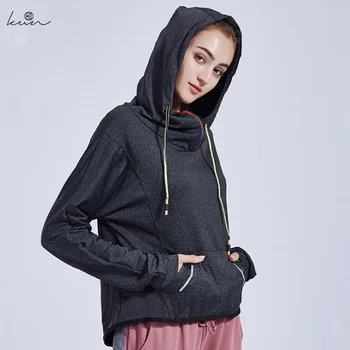 

Sports Top Women's Yoga blouse loose casual hooded Sports Top Blouse women's running Yoga Fitness suit long sleeve