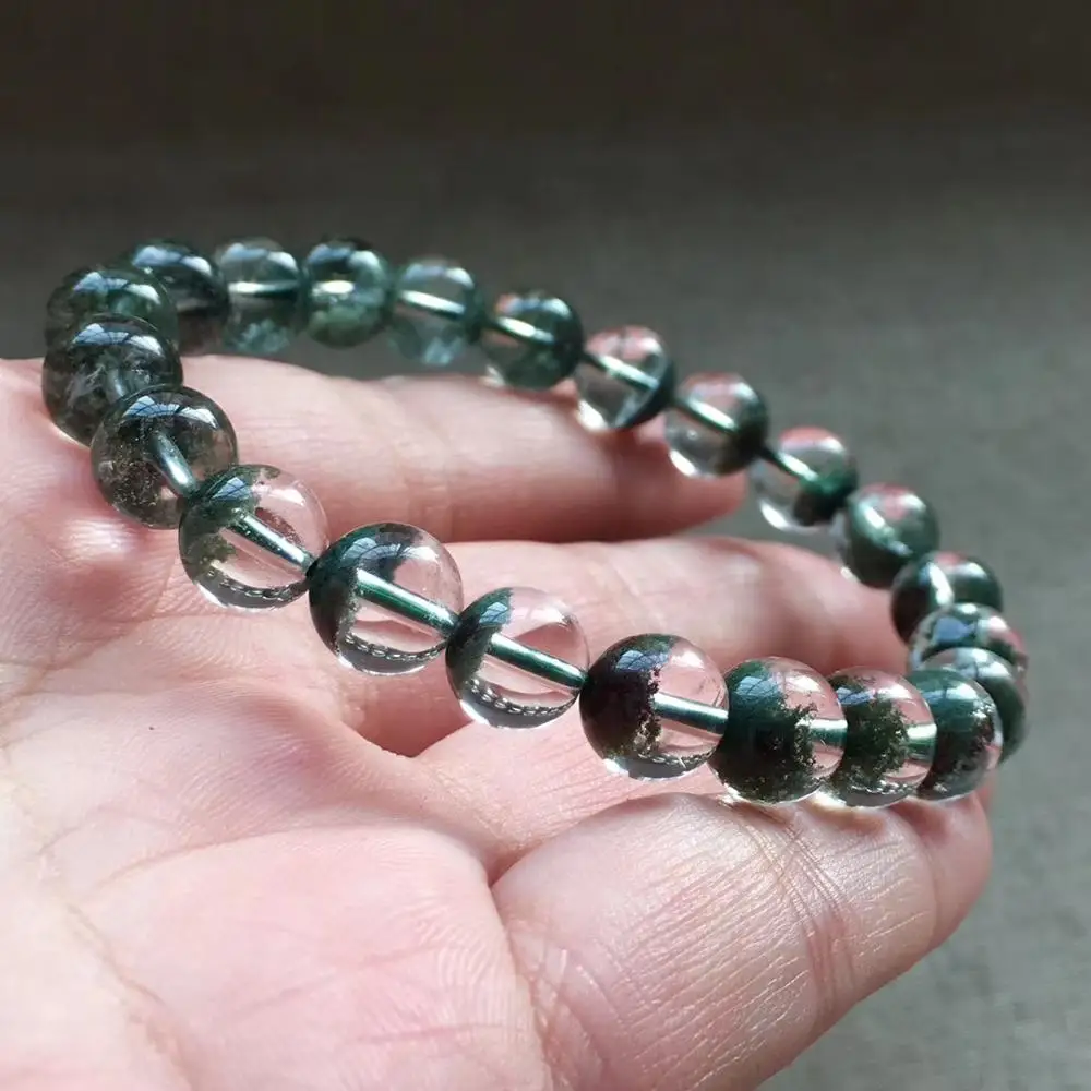 

9mm Natural Green Phantom Quartz Ghost Chlorite Crystal Clear Round Beads Stretch Women Men Bracelet AAAAA Certificate