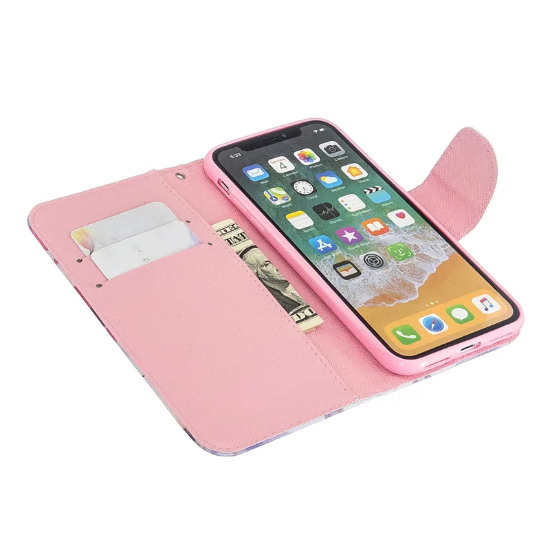 Кожаный чехол книжка для iPhone 11 Pro Max кошелек с единорогом 12 XS X XR 6 7 8 Plus 5 SE женский